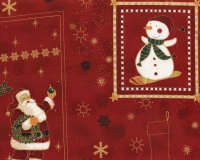 60-cm-Abschnitt Metallic-Patchworkstoff CHRISTMAS IS NEAR, Nikolausstiefel, Weinrot-gold