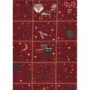 60-cm-Patchworkstoff-Abschnitt, Adventskalender CHRISTMAS FOR FRIENDS, Weihnachtstiere, Dunkelrot-tannengrün