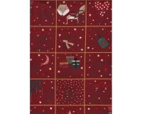 60-cm-Patchworkstoff-Abschnitt, Adventskalender CHRISTMAS FOR FRIENDS, Weihnachtstiere, Dunkelrot-tannengrün