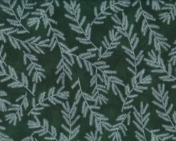 Metallic-Patchworkstoff A CARDINAL CHRISTMAS, Tannenzweige, Dunkles Moosgrün-silber