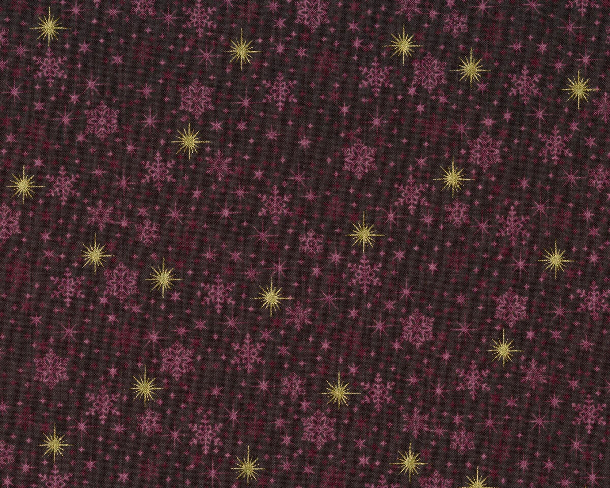 Metallic-Patchworkstoff CHRISTMAS IS NEAR, Schneekristalle, Aubergine-gold 3 Metallic-Patchworkstoff CHRISTMAS IS NEAR, Schneekristalle, Aubergine-gold