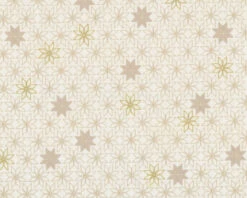 Metallic-Patchworkstoff CHRISTMAS IS NEAR, Weihnachtssterne, Creme-gold
