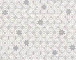 Metallic-Patchworkstoff CHRISTMAS IS NEAR, Weihnachtssterne, Wollweiß-silber