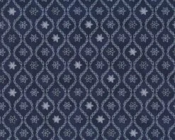 Metallic-Patchworkstoff MAGIC CHRISTMAS, Blüten-Medaillons, Dunkelblau-silber Metallic