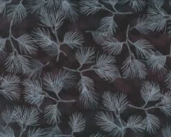 Metallic-Patchworkstoff MAGIC CHRISTMAS, Nadelzweige, Anthrazit-silber Metallic