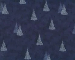 Metallic-Patchworkstoff MAGIC CHRISTMAS, Tannenbäume, Dunkelblau-silber Metallic