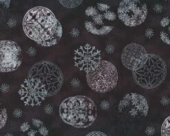Metallic-Patchworkstoff MAGIC CHRISTMAS, Weihnachtskugeln, Anthrazit-silber Metallic