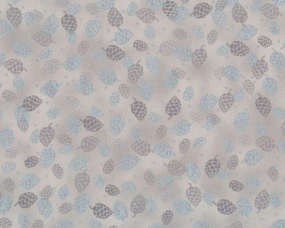 Metallic-Patchworkstoff MAGIC CHRISTMAS, Zapfen, Hellgrau-silber Metallic 3 Metallic-Patchworkstoff MAGIC CHRISTMAS, Zapfen, Hellgrau-silber Metallic