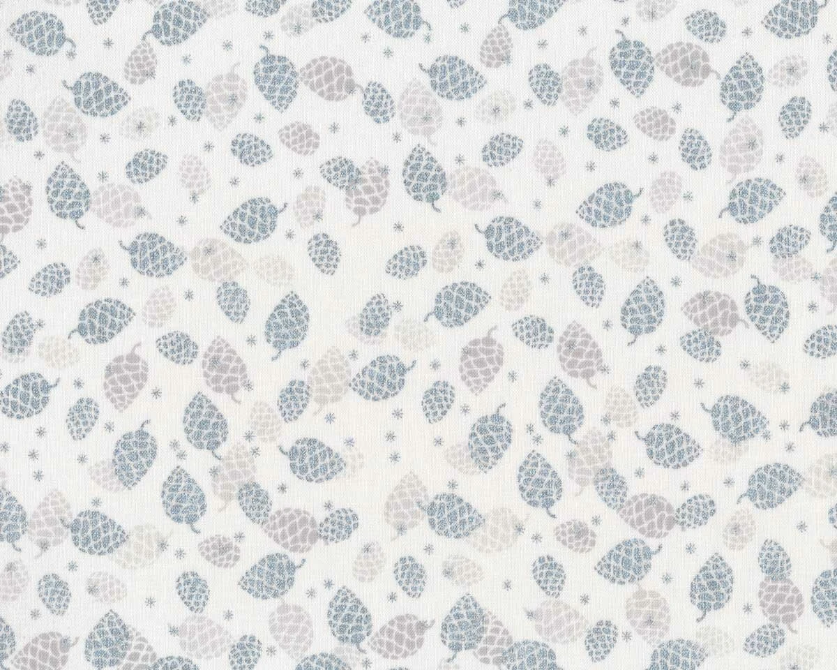 Metallic-Patchworkstoff MAGIC CHRISTMAS, Zapfen, Weiß-silber Metallic 3 Metallic-Patchworkstoff MAGIC CHRISTMAS, Zapfen, Weiß-silber Metallic