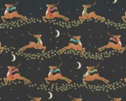 Metallic-Patchworkstoff MERRY CHRISTMAS, Rehe, Schwarz, Hilco