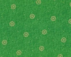 Metallic-Patchworkstoff MERRY LITTLE CHRISTMAS, Raster Mit Ornament-Sternen, Grasgrün-gold Metallic