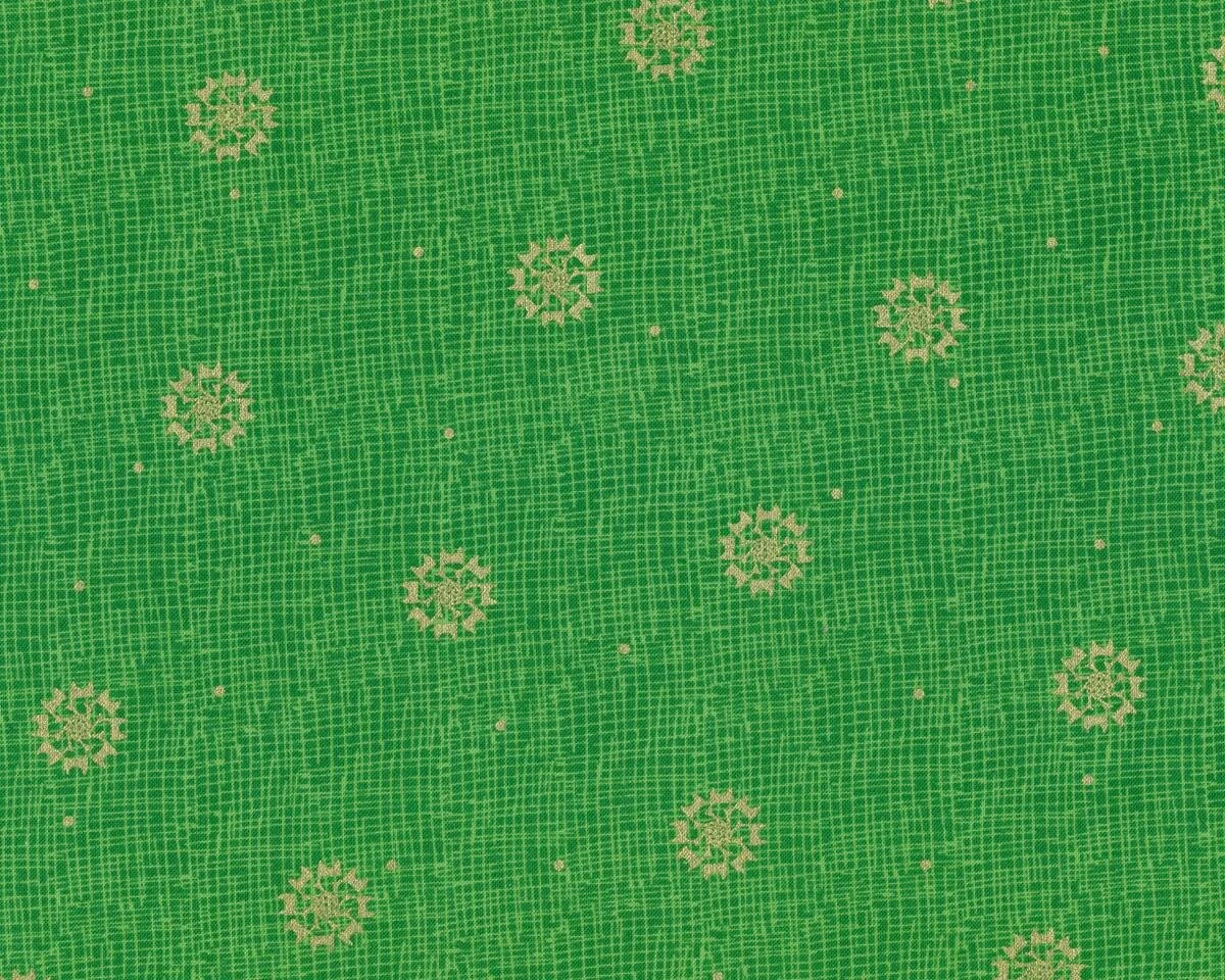 Metallic-Patchworkstoff MERRY LITTLE CHRISTMAS, Raster Mit Ornament-Sternen, Grasgrün-gold Metallic 3 Metallic-Patchworkstoff MERRY LITTLE CHRISTMAS, Raster Mit Ornament-Sternen, Grasgrün-gold Metallic