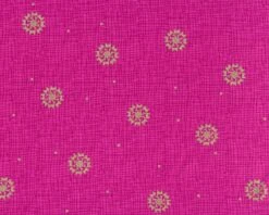 Metallic-Patchworkstoff MERRY LITTLE CHRISTMAS, Raster Mit Ornament-Sternen, Pink-gold Metallic