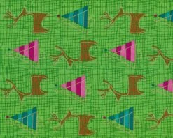 Metallic-Patchworkstoff MERRY LITTLE CHRISTMAS, Rentiere Und Tannen, Grasgrün-gold Metallic
