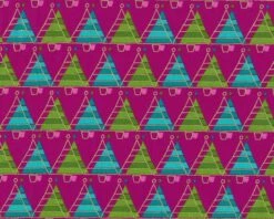 Metallic-Patchworkstoff MERRY LITTLE CHRISTMAS, Tannenbaum-Reihen, Fuchsia-grasgrün