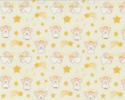 Patchworkstoff A LITTLE CHRISTMAS STAR, Weihnachtsengel, Creme-helles Maisgelb