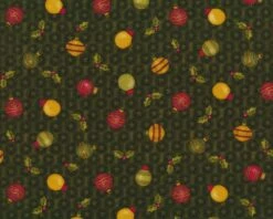 Patchworkstoff A MOOSE FOR CHRISTMAS, Weihnachtskugeln, Olivgrün-rot
