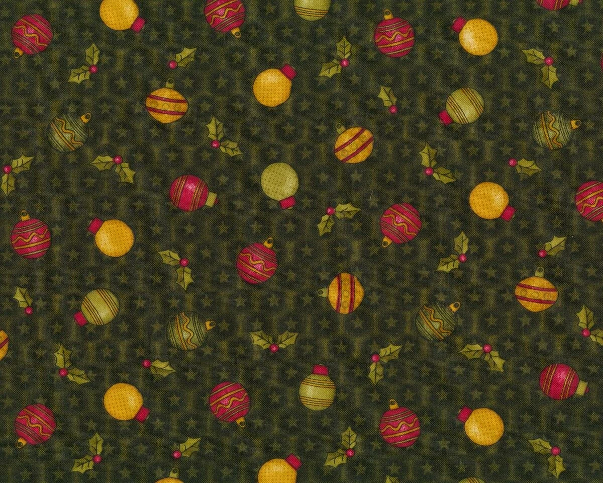 Patchworkstoff A MOOSE FOR CHRISTMAS, Weihnachtskugeln, Olivgrün-rot 3 Patchworkstoff A MOOSE FOR CHRISTMAS, Weihnachtskugeln, Olivgrün-rot