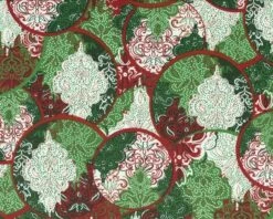 Patchworkstoff "Christmas Baroque Circles" Mit Großen Ornamentkreisen, Rotbraun-grün