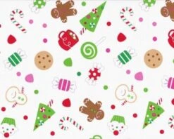 Patchworkstoff CHRISTMAS CANDY, Weihnachtsbäckerei, Weiß-maigrün