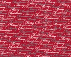 Patchworkstoff CHRISTMAS DREAMS, Schrift, Rot-weiß