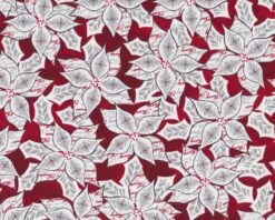 Patchworkstoff CHRISTMAS DREAMS, Weihnachtsstern-Blüten, Dunkelrot-weiß