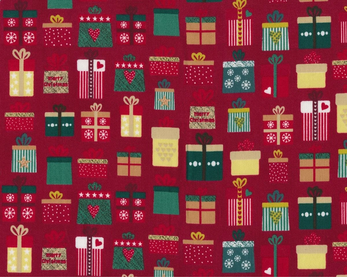 Patchworkstoff CHRISTMAS FOR FRIENDS, Geschenke, Dunkelrot-tannengrün 3 Patchworkstoff CHRISTMAS FOR FRIENDS, Geschenke, Dunkelrot-tannengrün