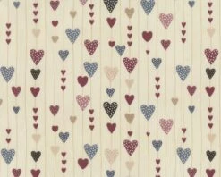 Patchworkstoff CHRISTMAS FOR FRIENDS, Streifen Mit Herz, Helles Beige-gedecktes Weinrot