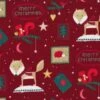 Patchworkstoff CHRISTMAS FOR FRIENDS, Weihnachtsfuchs Und Eichhörnchen, Dunkelrot-beige -Weihnachts Faden Geschaft patchworkstoff christmas for friends weihnachtsfuchs und eichhoernchen dunkelrot beige