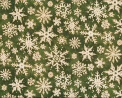 Patchworkstoff CHRISTMAS IN THE WOODS Mit Schneesternen, Olivegrün-hellbeige