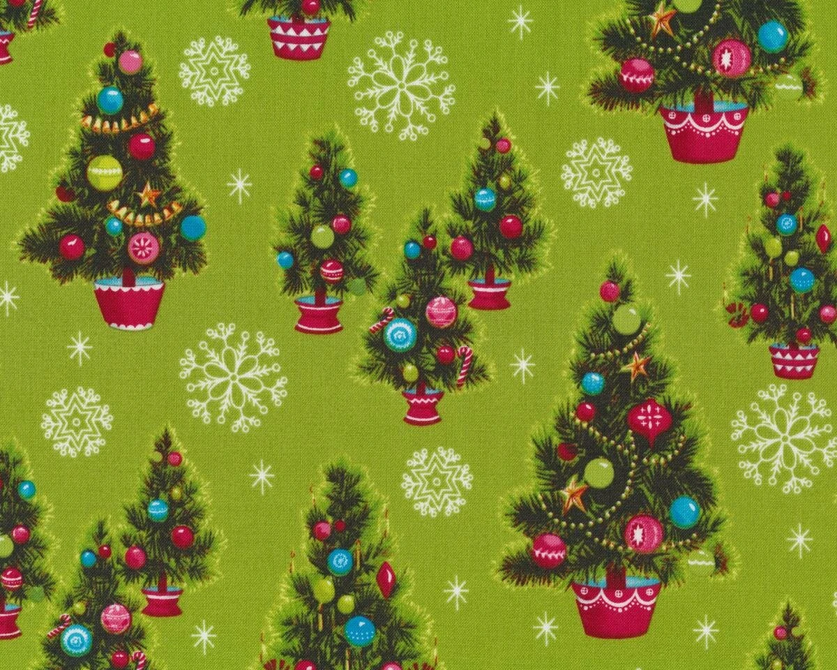 Patchworkstoff CHRISTMAS KITSCH, Geschmückte Weihnachtsbäume, Grasgrün-dunkelrot 3 Patchworkstoff CHRISTMAS KITSCH, Geschmückte Weihnachtsbäume, Grasgrün-dunkelrot