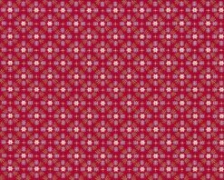 Patchworkstoff CHRISTMAS KITSCH, Weihnachtsblumen, Dunkelrot-hellgrün