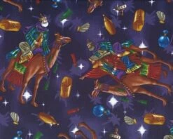 Patchworkstoff "Christmas" Mit Den Heiligen Drei Königen, Pflaume-braun