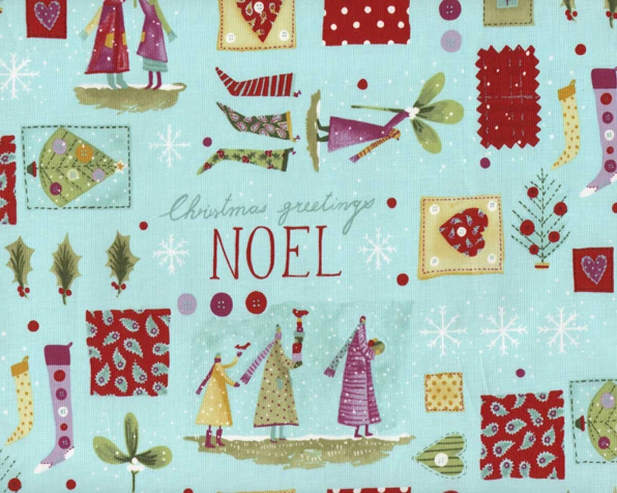 Patchworkstoff "Christmas Time" Mit Weihnachts-Figuren, Hellblau-dunkelrot 3 Patchworkstoff "Christmas Time" Mit Weihnachts-Figuren, Hellblau-dunkelrot