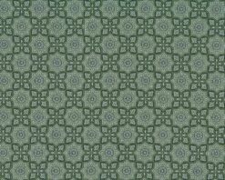 Patchworkstoff GOLD & SILBER CHRISTMAS, Blüten-Fliesenmuster, Dunkelgrün-silber Metallic