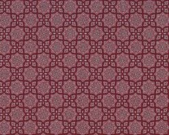 Patchworkstoff GOLD & SILBER CHRISTMAS, Blüten-Fliesenmuster, Dunkelrot-silber Metallic