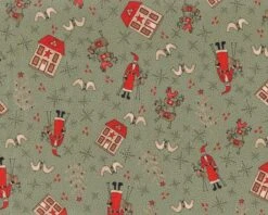 Patchworkstoff SCANDINAVIAN CHRISTMAS II, Nikolaus, Blassgrün, Lecien