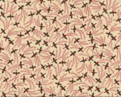 Patchworkstoff "Spirit Of Christmas" Mit Blüten-Wirbeln, Beige-dunkelrot-moosgrün