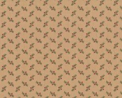 Patchworkstoff "Spirit Of Christmas" Mit Kleinen Zweiblattzweigen, Beige-dunkelrot-grün