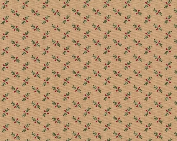 Patchworkstoff "Spirit Of Christmas" Mit Kleinen Zweiblattzweigen, Beige-dunkelrot-grün 3 Patchworkstoff "Spirit Of Christmas" Mit Kleinen Zweiblattzweigen, Beige-dunkelrot-grün