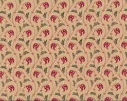 Patchworkstoff "Spirit Of Christmas" Mit Zarten Paisley-Zweigen, Gedecktes Rot-dunkelgrün-beige