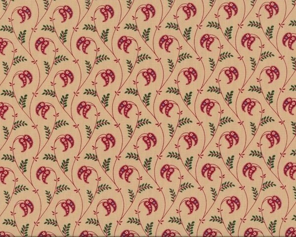 Patchworkstoff "Spirit Of Christmas" Mit Zarten Paisley-Zweigen, Gedecktes Rot-dunkelgrün-beige 3 Patchworkstoff "Spirit Of Christmas" Mit Zarten Paisley-Zweigen, Gedecktes Rot-dunkelgrün-beige